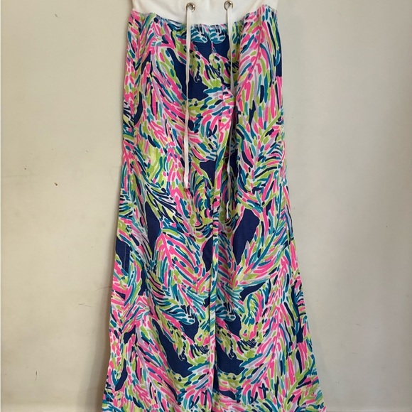 Lilly Pulitzer 
Women's Blue Beach drawstring floral tropical resortwear Pants - Picture 4 of 4